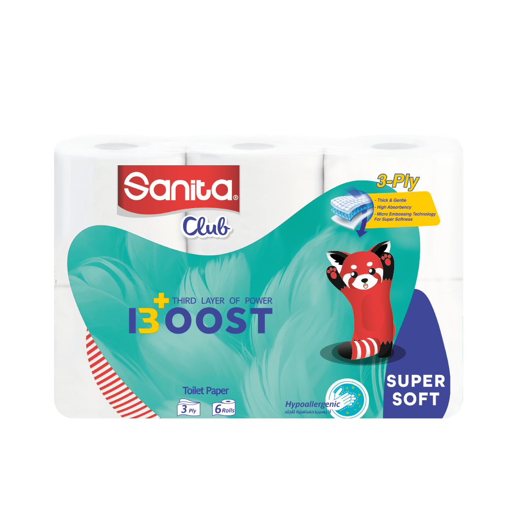 Sanita Club Boost 200 Sheet Toilet Tissue 6 Rolls