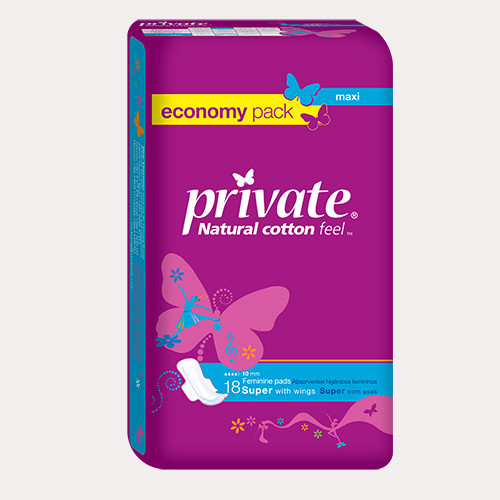Private Maxi Super Pads Economy Pack 18 Pads