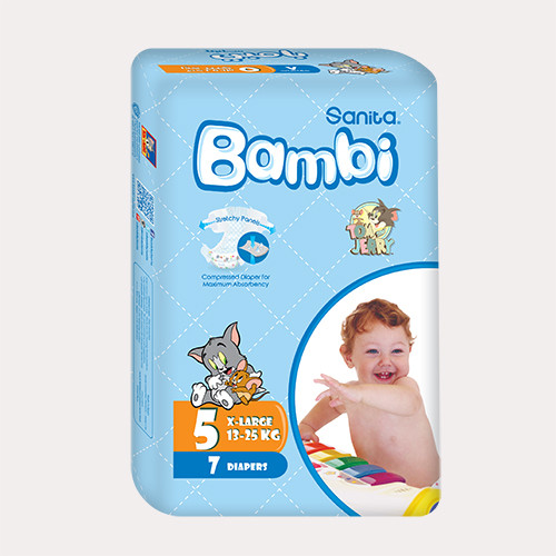 Bambi Baby Diapers stretch X-Large (size 5) 7 diapers