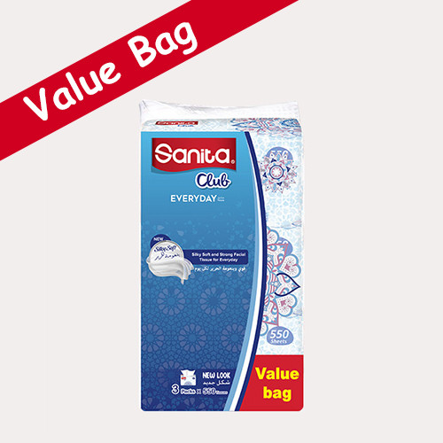 Sanita Club 550 sheet Soft Facial Tissues Set of 3